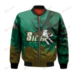 Siena Saints Bomber Jacket 3D Printed Basketball Net Grunge Pattern