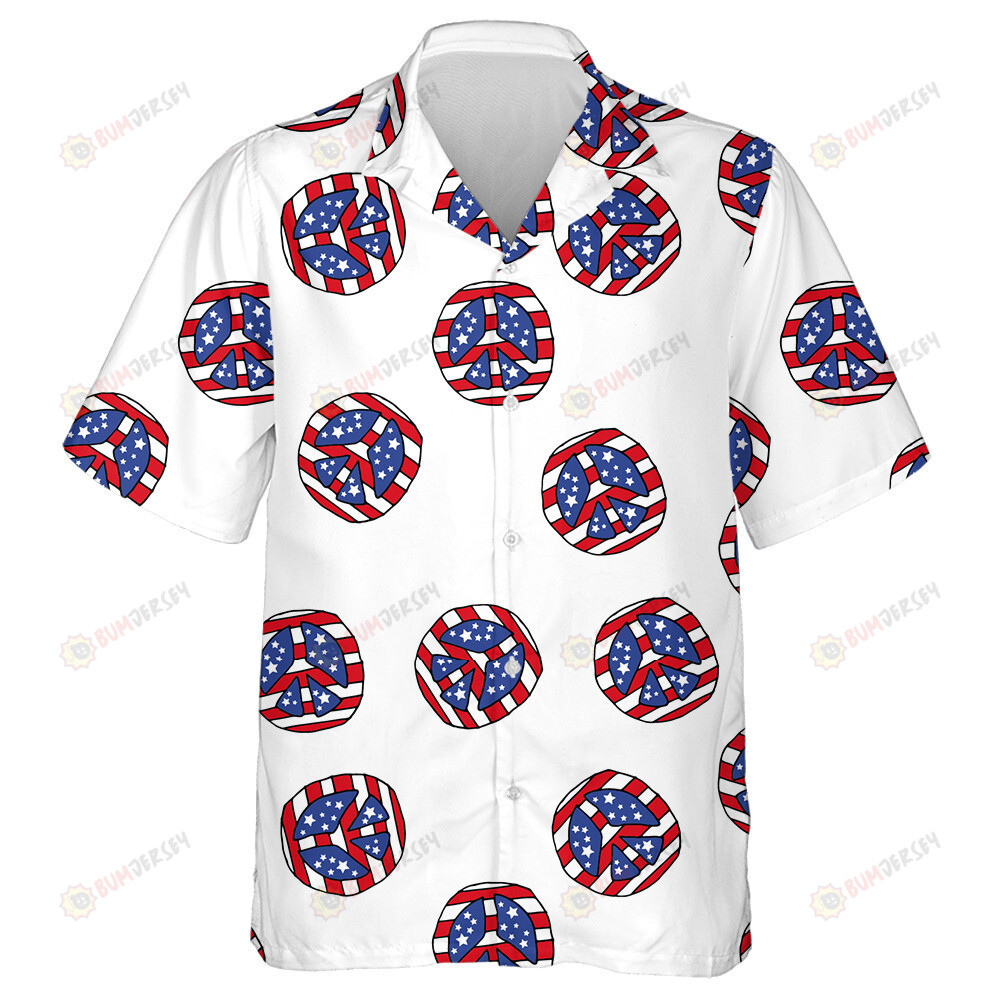 Sign Of Peace With The Flag Of America Pattern Hawaiian Shirt