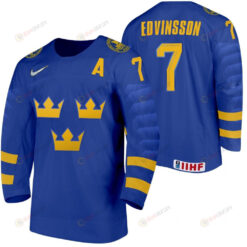 Simon Edvinsson Sweden Hockey 2022 IIHF World Junior Championship Blue Away Jersey Jersey