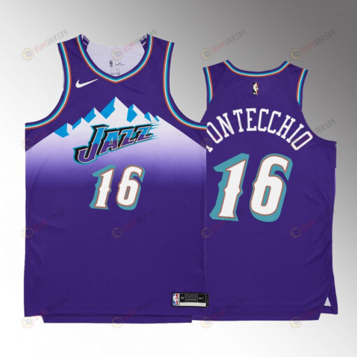 Simone Fontecchio 16 2022-23 Utah Jazz Purple Hardwood Classics Men Jersey Remix