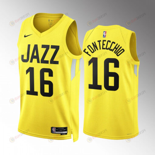 Simone Fontecchio 16 2022-23 Utah Jazz Yellow Icon Edition Jersey Remix