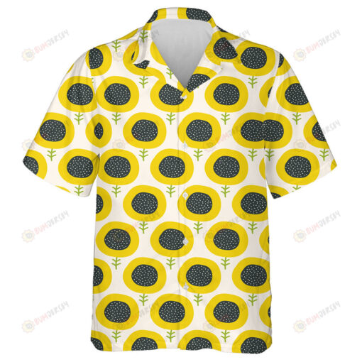 Simple Circle Abstract Sunflower Field Pattern Hawaiian Shirt