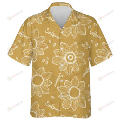 Simple Hand Drawn Sunflowers With Script Pattern Hawaiian Shirt