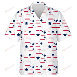 Simple Navy Stars And Red Line Patriotic Pattern Hawaiian Shirt