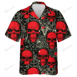 Sinister Red Human Skulls Blood Stains And Goat Head Hawaiian Shirt