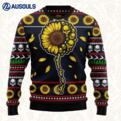 Skull Sunflower Ugly Sweaters For Men Women Unisex