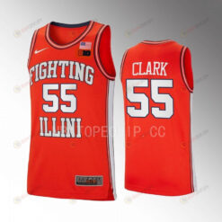 Skyy Clark 55 Illinois Fighting Illini Orange Jersey 2022-23 Retro Basketball