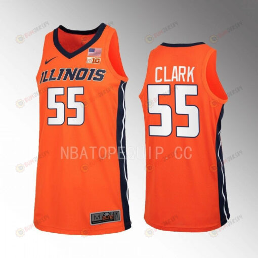 Skyy Clark 55 Illinois Fighting Illini Uniform Jersey 2022-23 Basketball Orange
