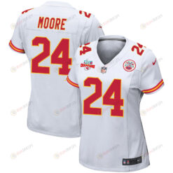 Skyy Moore 24 Kansas City Chiefs Super Bowl LVII Champions 3 Stars WoMen's Jersey - White