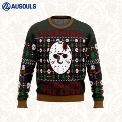 Slashing Through The Snow Jason Voorhees Ugly Sweaters For Men Women Unisex