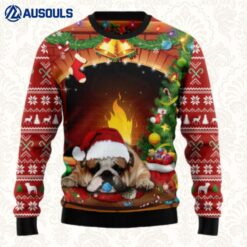 Sleeping Bulldog Christmas Ugly Sweaters For Men Women Unisex