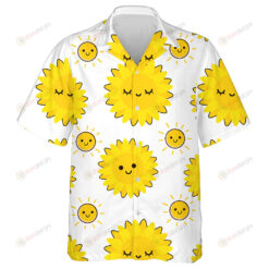Sleeping Moment Of Sunflower And Sun Cartoon Pattern Hawaiian Shirt