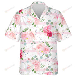 Small Romantic French Bouquets Red And Pink Flower Pattern Hawaiian Shirt