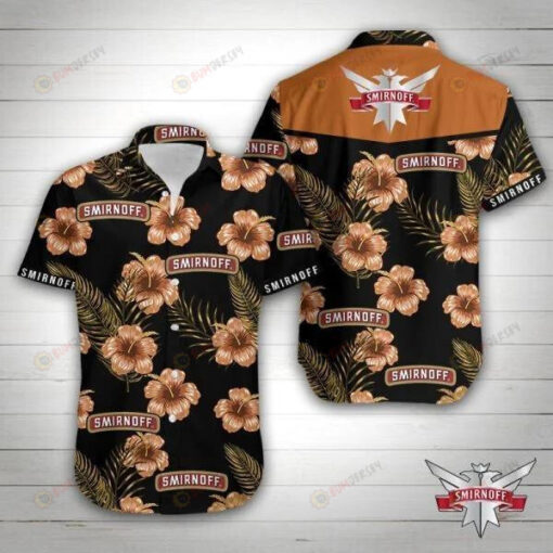 Smirnoff Curved Hawaiian Shirt In Orange Black Pattern