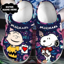 Snoopy And Charlie Brown Custom Name Crocs Crocband Clog Comfortable Water Shoes - AOP Clog