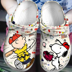 Snoopy Disney W Stickers Pattern Crocs Classic Clogs Shoes In White - AOP Clog