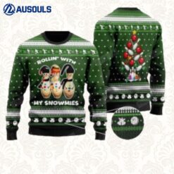Snowman Bowling Rollin With My Snowmies Ugly Sweaters For Men Women Unisex