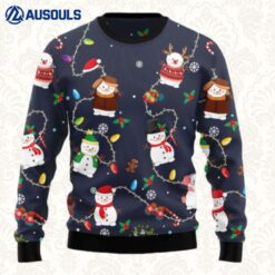Snowman Christmas Light Ugly Sweaters For Men Women Unisex