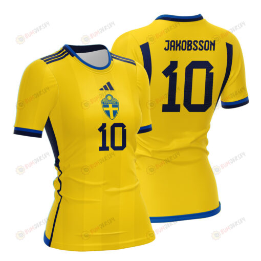 Sofia Jakobsson 10 Sweden 2023 Women Home Jersey - Yellow - All Over Printed Jersey