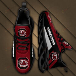 South Carolina Gamecocks Logo Black Stripe Pattern 3D Max Soul Sneaker Shoes In Red