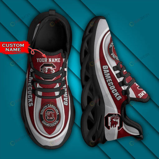 South Carolina Gamecocks Logo Curve Border Pattern Custom Name 3D Max Soul Sneaker Shoes