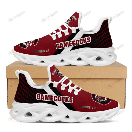 South Carolina Gamecocks Logo Custom Name Pattern 3D Max Soul Sneaker Shoes In Red And Black