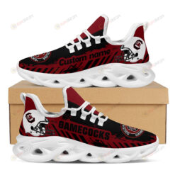 South Carolina Gamecocks Logo Helmet And Stripe Pattern Custom Name 3D Max Soul Sneaker Shoes