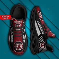 South Carolina Gamecocks Logo Stripe Border Pattern Custom Name 3D Max Soul Sneaker Shoes