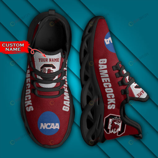 South Carolina Gamecocks Logo Text Pattern Custom Name 3D Max Soul Sneaker Shoes