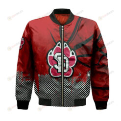 South Dakota Coyotes Bomber Jacket 3D Printed Basketball Net Grunge Pattern