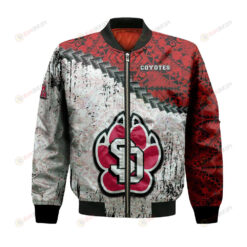 South Dakota Coyotes Bomber Jacket 3D Printed Grunge Polynesian Tattoo