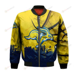 South Dakota State Jackrabbits Bomber Jacket 3D Printed Basketball Net Grunge Pattern