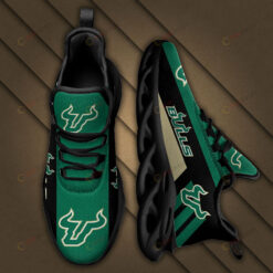 South Florida Bulls Logo Black Stripe Pattern 3D Max Soul Sneaker Shoes In Green