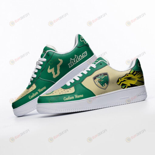 South Florida Bulls Mascot Logo Pattern Custom Name Air Force 1 Printed