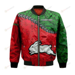 South Sydney Rabbitohs Bomber Jacket 3D Printed Grunge Polynesian Tattoo