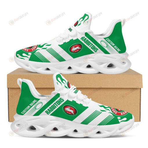 South Sydney Rabbitohs Logo Custom Name Pattern 3D Max Soul Sneaker Shoes In Green And Black