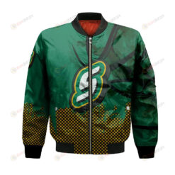 Southeastern Louisiana Lions Bomber Jacket 3D Printed Basketball Net Grunge Pattern