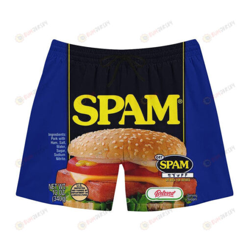 Spam Hamburger Pattern Hawaiian Men Shorts Swim Trunks - Print Shorts