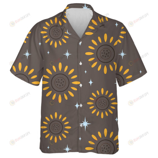 Sparkle Stars Boho Pattern With Stylized Sunflowers Hawaiian Shirt