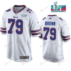 Spencer Brown 79 Buffalo Bills Super Bowl LVII Away Player Men Jersey - White Jersey