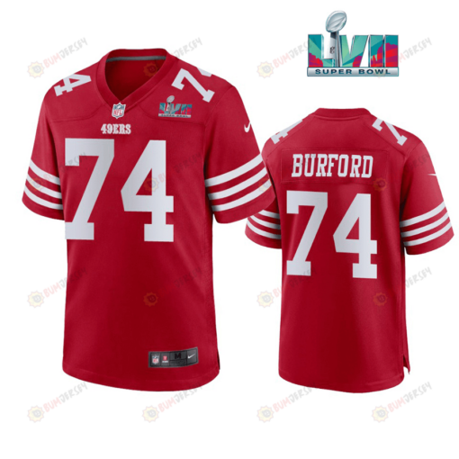 Spencer Burford 74 San Francisco 49Ers Super Bowl LVII Men's Jersey- Scarlet