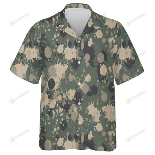 Splashed Colors Green And Gray Camouflage Pattern Hawaiian Shirt