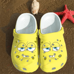 Spogebob Squarepants Sad Face Crocs Classic Clogs Shoes In Yellow - AOP Clog