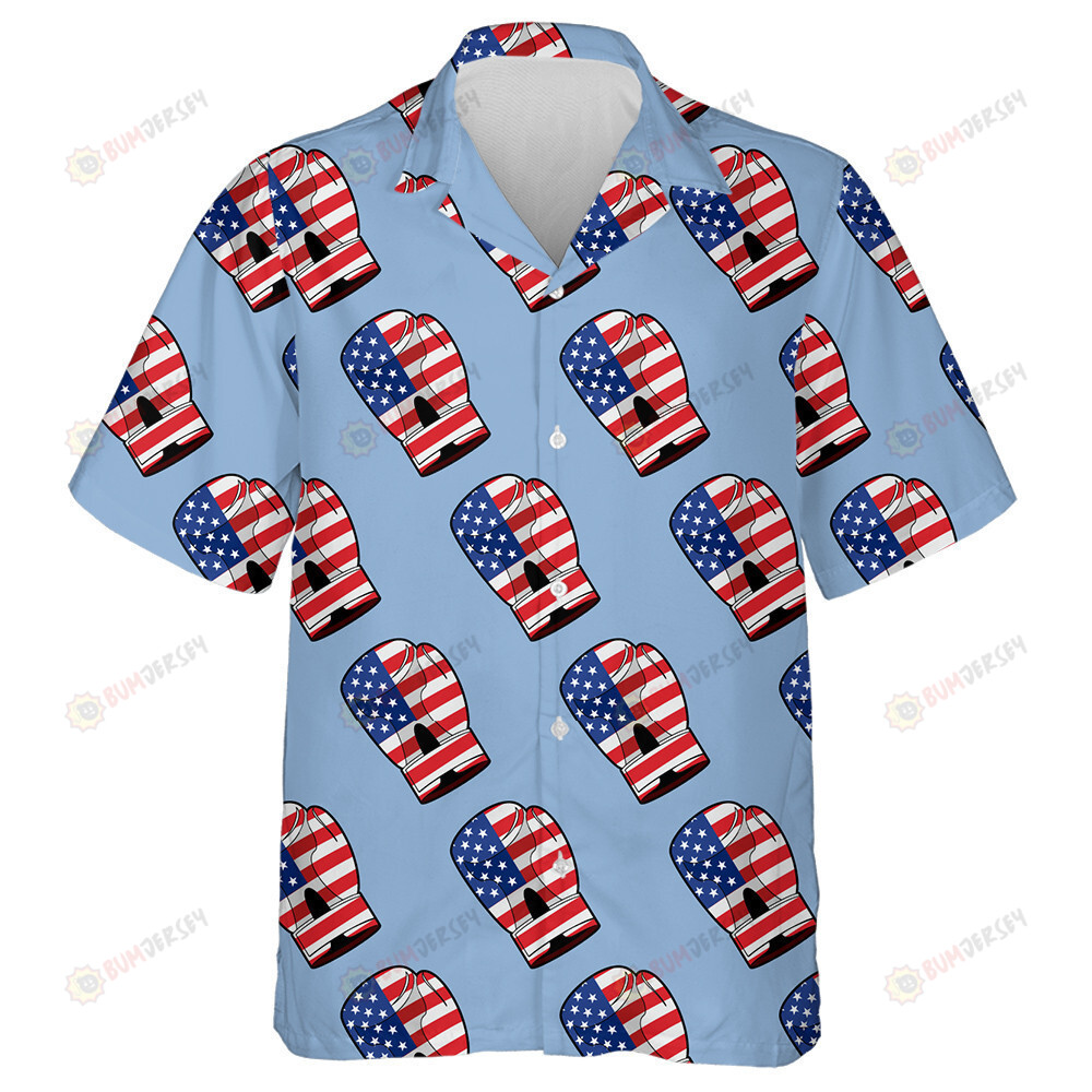 Sporty Accessory Boxing Glove With Flag Of America Hawaiian Shirt