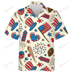 Sporty American Football Stuff With Independence Day Icons Hawaiian Shirt