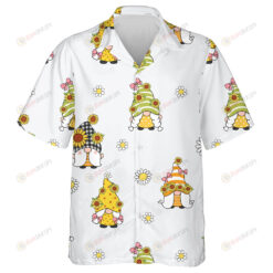 Spring Doodle Style Sunflowers And Cute Gnomes Hawaiian Shirt