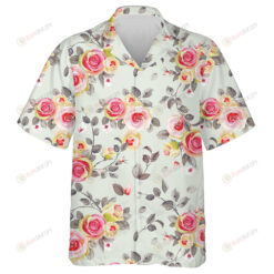 Spring Floral Colorful English Roses On Light Green Design Hawaiian Shirt