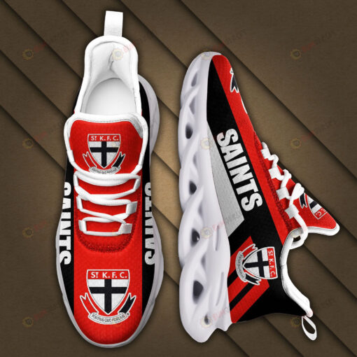 St Kilda Saints Logo Black Stripe Pattern 3D Max Soul Sneaker Shoes In Red