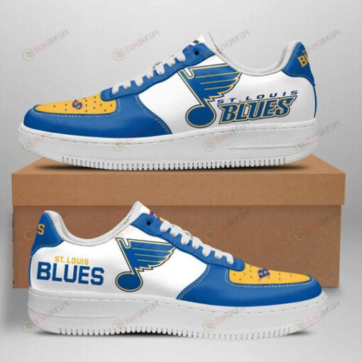 St Louis Blues Logo Pattern Air Force 1 Printed In Yellow Blue White