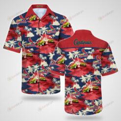 St Louis Cardinals Coconut Tree Pattern Curved Hawaiian Shirt In Red & Blue